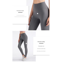 Size L Smoky Gray High-Waisted Seamless Yoga Pants for Women - Tummy Control, Butt Lifting & Back Waistband Pocket thumbnail
