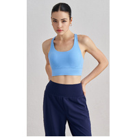 Size XL Light Blue Cross-Back Yoga Sports Bra for Women - High Support & Shockproof Fitness Bra thumbnail