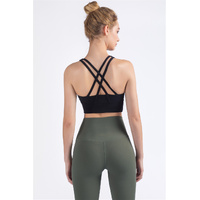 Size M Black Cross-Back Yoga Sports Bra for Women - High Support & Shockproof Fitness Bra thumbnail