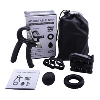 Black 5-Piece Hand Grip Strength Training Set – Adjustable Grip Exerciser, Silicone Grip Rings & Grip Ball thumbnail