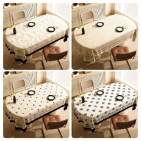 Style C Brown And Off White Premium PVC Tablecloth - Oil & Water Resistant Table Cover for Dining Tables (140 x 220 cm) thumbnail