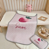 Strawberry Pattern 2 Piece Set Kids Cooling Pad Set - 60x120cm Cartoon Latex Mattress Protector,  Pillow thumbnail