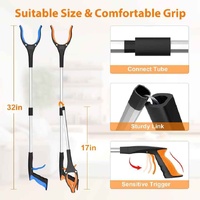 Blue Foldable Grabber Tool with Silicone Non-Slip Claws - Ideal for Litter Picking, Outdoor Use, and Household Cleaning thumbnail