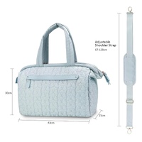 Blue Quilted Pattern Large Capacity Mummy Bag - Stylish Baby Diaper Bag for Moms, Baby Stroller Bag with Multiple Compartments thumbnail