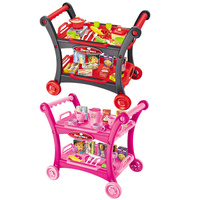 Pink Children's Pretend Play Kitchen Cart Set with Toys - Roleplay Cooking Set with Accessories - Educational Toy for Kids thumbnail
