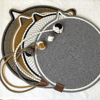3 Pcs Brown Durable Cat Scratching Mat with Attached Toy Ball - Washable and Multi-Functional, Ideal for Cats' Scratching and Sleeping - 50cm Diameter thumbnail