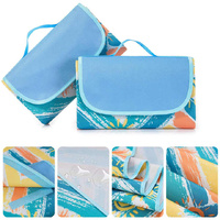 Blue Stripes Stitching Premium Picnic Mat - Extra Thick & Waterproof Oxford Cloth Camping Blanket - 145x180cm thumbnail