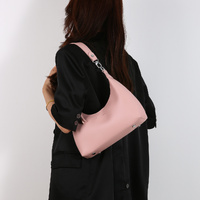 Pink Women's Trendy PU Leather Shoulder Bag - Fashionable Underarm Hobo Bag with Adjustable Strap thumbnail