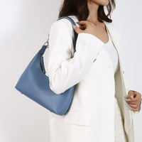 Blue Women's Trendy PU Leather Shoulder Bag - Fashionable Underarm Hobo Bag with Adjustable Strap thumbnail