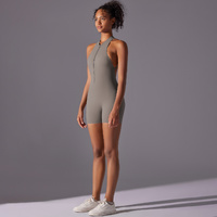 Size L Grey High-Impact Seamless Bodysuit - Nude Feel Yoga & Fitness Romper thumbnail