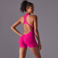 Size L Rose Red High-Impact Seamless Bodysuit - Nude Feel Yoga & Fitness Romper thumbnail
