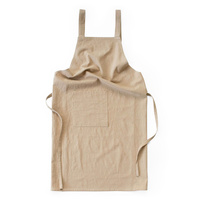 Khaki Cotton Linen H-Back Apron - Solid Color Kitchen Cooking Apron with Pocket thumbnail