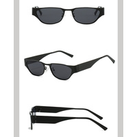 Black Retro Cat Eye Sunglasses - Metal Frame, UV400 Protection thumbnail