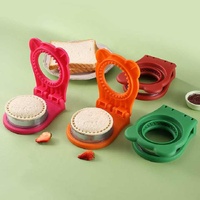 3 Pcs Pink Round Sandwich Sealer & Cutter - Safe Hand Guard Design, DIY Pocket Bread Mold thumbnail