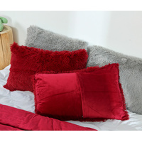 Claret Faux Fur Pillowcase Set - Crystal Velvet Plush Throw Pillow Covers, Bedding Accent (50x70cm, Pair) thumbnail