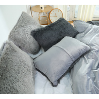 Black Faux Fur Pillowcase Set - Crystal Velvet Plush Throw Pillow Covers, Bedding Accent (50x70cm, Pair) thumbnail