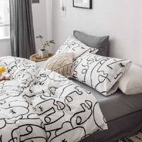 Face Line Graffiti Pattern 3-Piece Polyester Duvet Cover Set with 2 Pcs Pillowcases - Elegant Bedding, Machine Washable, 173x230cm Duvet + 51x76cm Pil thumbnail