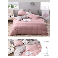 Dark Blue And Khaki Stitching Ultra-Soft Solid Color 4-Piece Bedding Set - Queen Size(Suitable for 2m bed) thumbnail