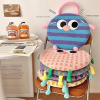 Blue Plaid Cute Cartoon Round Memory Foam Seat Cushion - Detachable & Washable thumbnail