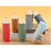Light Blue Creative Silicone Pencil Case - High-Value Stationery  - Large Capacity Desk Organizer thumbnail