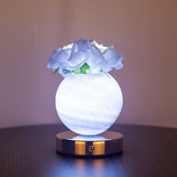 Blue Dreamy Rose Planet Lamp Night Light - Elegant 21cm USB-Charged 3-Color Touch Dimming Decor Gift thumbnail
