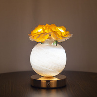 Champagne Dreamy Rose Planet Lamp Night Light - Elegant 21cm USB-Charged 3-Color Touch Dimming Decor Gift thumbnail