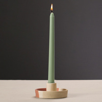 2 Pcs Light Yellow Straight Bottom Nordic Ceramic Candle Holder with Jewelry Dish - Elegant Minimalist Home Decor Piece thumbnail