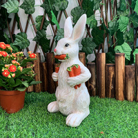 White Easter Rabbit with Carrot Resin Decoration - Adorable 15cm Festive Gift for Kids' Rooms thumbnail