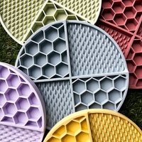 2 Pcs Purple Honeycomb Pet Slow Feeder Bowl - Anti-Choke Silicone Lick Mat with Suction for Dogs thumbnail