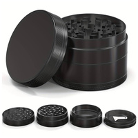 Black Premium 4-Layer Zinc Alloy Herb Grinder - Magnetic Lid & Fine Grinding, 63mm, 162g thumbnail