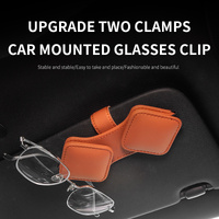 2 Pcs White Car Sun Visor Glasses Holder Clip with Dual Magnetic Clamps - PU Leather, Anti-Slip, and Multi-Functional Storage thumbnail