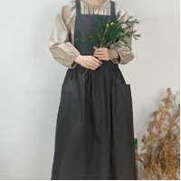 Grey Cotton Waterproof Artisan Apron - 100x85cm, Stylish Cross-Back Design, Ideal for Kitchen & Floral Work thumbnail