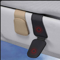 2 Pcs Wine Red PU Leather Car Visor Sunglasses Holder - Multi-Functional Clip for Glasses, Cards & Tickets, 9.5x4.5cm thumbnail