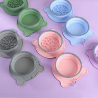 Grey Portable Collapsible Pet Bowl Set - Food-Grade Silicone Double Bowl for Dogs & Cats, Anti-Slip & Easy to Clean thumbnail