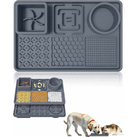 Dark Blue Multi-Functional Pet Slow Feeder Lick Mat - Durable Food-Grade Silicone Anti-Bite Bowl for Dogs thumbnail