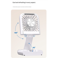 White Portable Cooling Fan with Neck Lanyard & Phone Stand - USB Rechargeable thumbnail