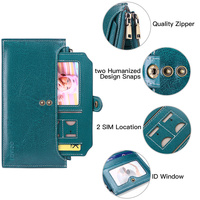 Dark Green Large Capacity Women's Leather Wallet - RFID Blocking Card Holder thumbnail