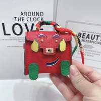 Red Mini Bag Earphone Case - Stylish Keychain Pouch for Headphones thumbnail