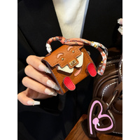 Brown Mini Bag Earphone Case - Stylish Keychain Pouch for Headphones thumbnail