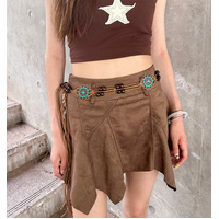 2 PCS Sapphire Wood Beads Ethnic Style Waist Chain - Beaded Bohemian Belt for Women thumbnail