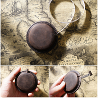 Coffee Mini Leather Tape Measure - 1.5m/60in - Round Plain thumbnail
