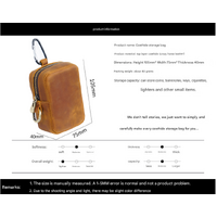 Coffee Genuine Leather Belt Pouch - Mini Waist Bag with Zipper and Carabiner thumbnail