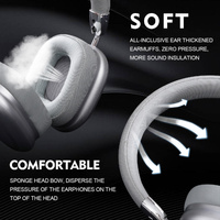 Black Comfortable Bluetooth Over-Ear Headphones - Soft Earmuffs, Foldable Design, Stereo Sound thumbnail