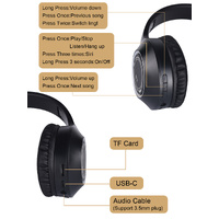 Beige Bluetooth 5.2 Headphones - Foldable, Adjustable Headband, TF Card thumbnail