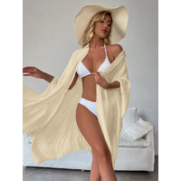 Apricot Summer Beach Cover-Up- Bamboo Cotton Sun Protection Cardigan thumbnail