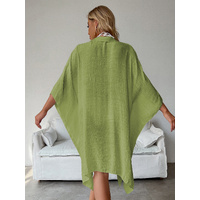 Light Green Summer Beach Cover-Up- Bamboo Cotton Sun Protection Cardigan thumbnail