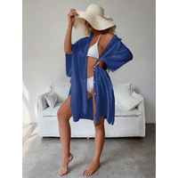Royal Blue Summer Beach Cover-Up- Bamboo Cotton Sun Protection Cardigan thumbnail