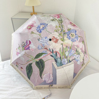 Rose Mini 5-Fold Umbrella - Portable, Anti-UV, Black Glue Coating thumbnail