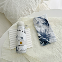 White Butterfly Mini 5-Fold Umbrella - Portable, Anti-UV, Black Glue Coating thumbnail