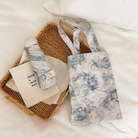 Haze Blue Flowers Mini 5-Fold Umbrella - Portable, Anti-UV, Black Glue Coating thumbnail
